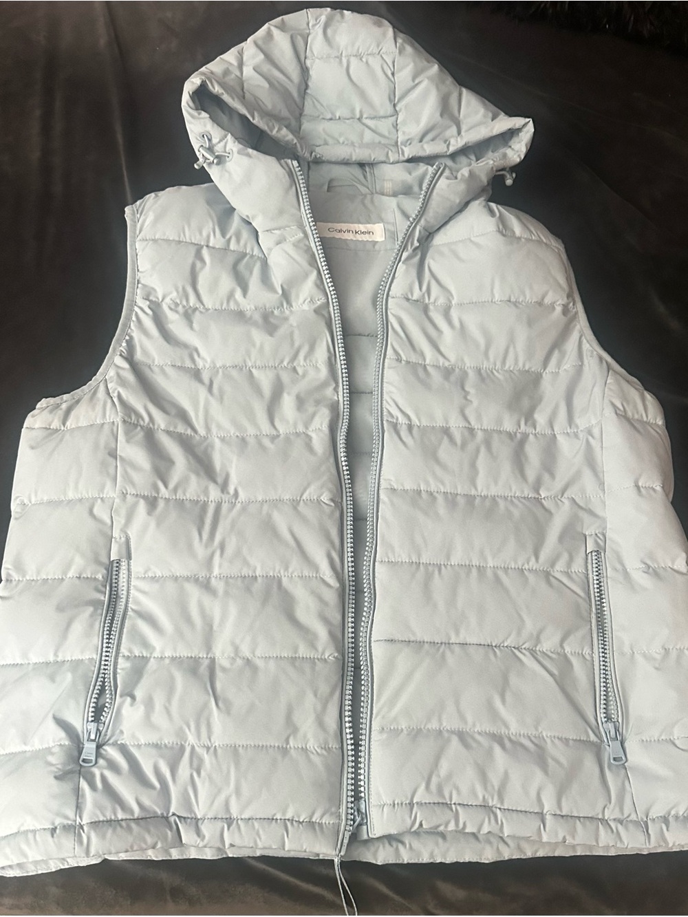 Calvin Klein Light Blue Quilted Hooded Puffer Vest